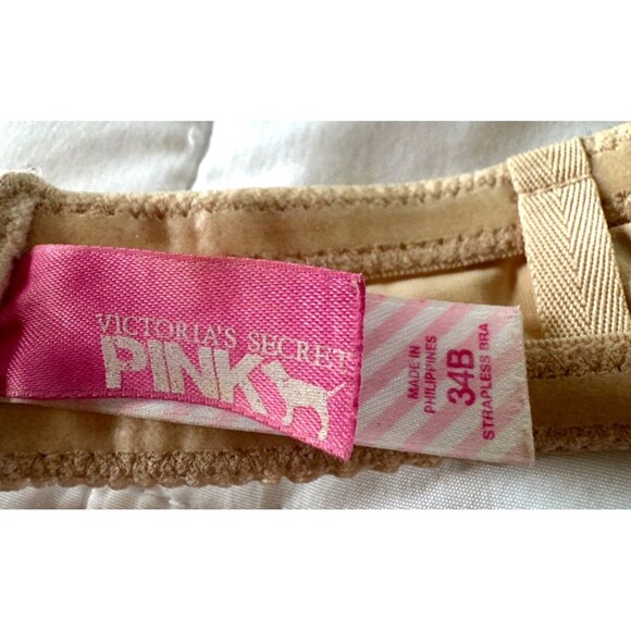 Victoria’s Secret PINK Strapless Bra 34B Nude LOVE PINK Interior Vintage - Picture 9 of 9